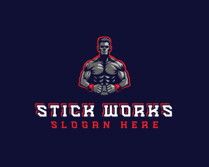 Athlete Muscle Man logo design