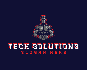 Athlete Muscle Man logo design