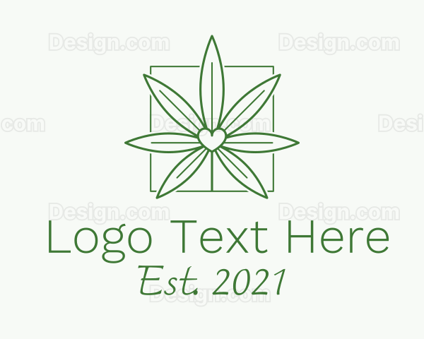 Heart Marijuana Leaf Logo