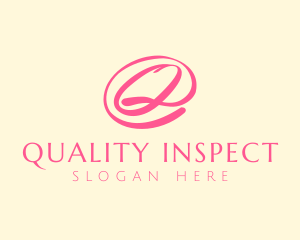 Pink Script Letter Q logo design