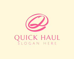 Pink Script Letter Q logo design