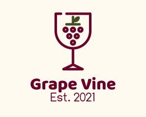 Grape Wine Glass logo design