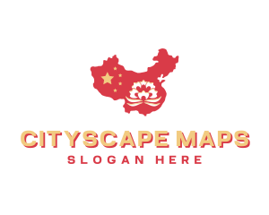 Lotus China Map logo design