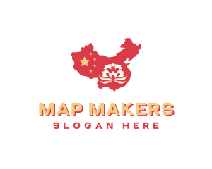 Lotus China Map logo design