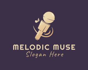 Gold Singing Microphone Logo