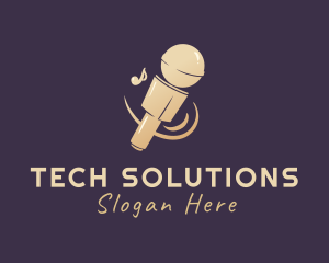 Gold Singing Microphone Logo