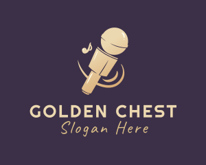 Gold Singing Microphone logo design