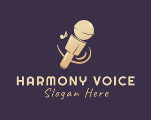 Gold Singing Microphone logo design