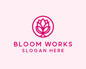 Pink Flower Bloom logo design