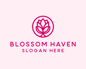 Pink Flower Bloom logo design