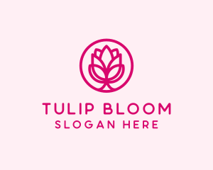 Pink Flower Bloom logo design