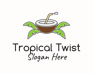 Coconut Juice Tropic  logo design