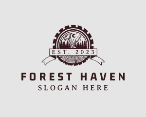 Forest Wood Lumber Badge logo design