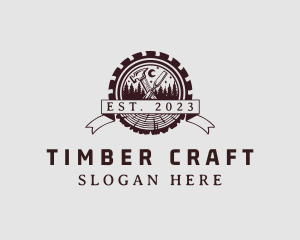 Forest Wood Lumber Badge logo design