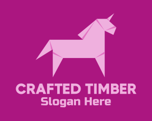 Pink Unicorn Origami logo design