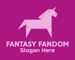 Pink Unicorn Origami logo design