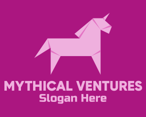 Pink Unicorn Origami logo design