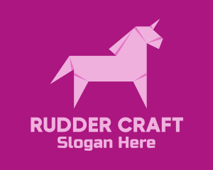 Pink Unicorn Origami logo design