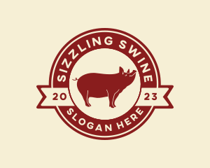 Pork Pig Meat logo design