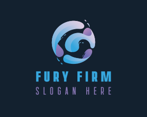 Gradient Spiral Globe logo design