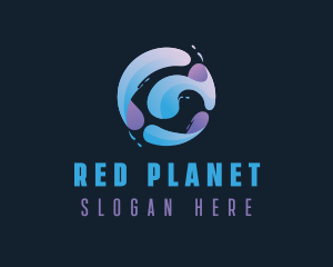 Gradient Spiral Globe logo design