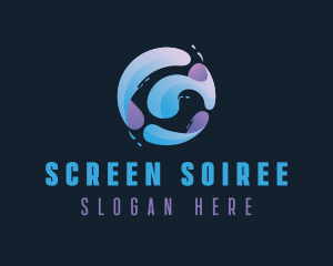 Gradient Spiral Globe logo design