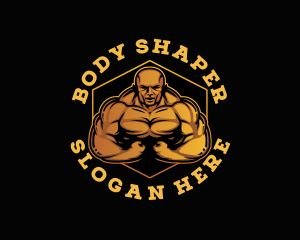 Most Muscular Pose Bodybuilder logo design