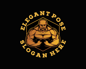 Most Muscular Pose Bodybuilder logo design