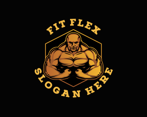 Most Muscular Pose Bodybuilder logo design