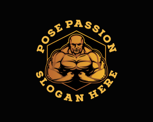 Most Muscular Pose Bodybuilder logo design