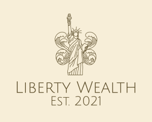 Wave Liberty Statue logo design