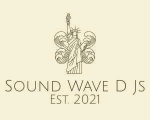 Wave Liberty Statue logo design