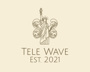 Wave Liberty Statue logo design