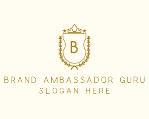 Luxury Crown Shield Wreath logo design