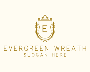 Luxury Crown Shield Wreath logo design