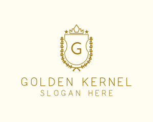 Luxury Crown Shield Wreath logo design