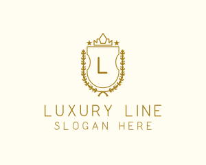 Luxury Crown Shield Wreath logo design