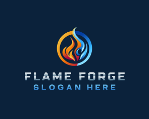 Heating Cooling Temperature logo design