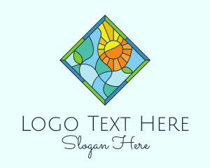 Tree - Summer Leaf Stained Glass logo design