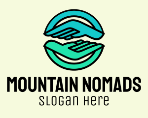 Hands Mountain Reflection logo design