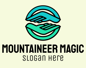 Hands Mountain Reflection logo design