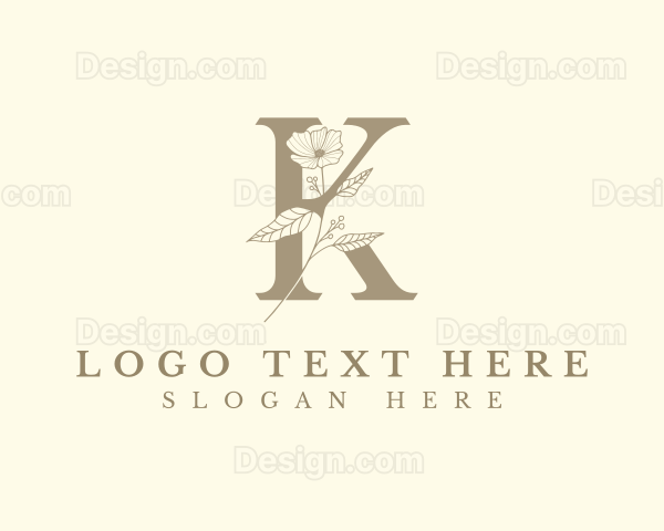 Elegant Floral Letter K Logo