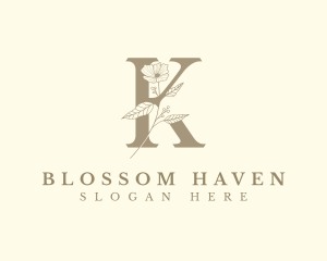 Elegant Floral Letter K logo