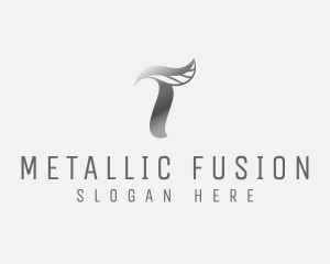 Letter T Leaf Metallic logo