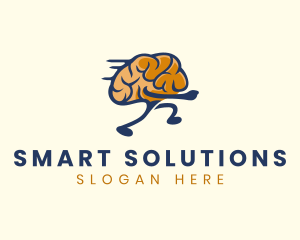 Running Smart Brain logo design