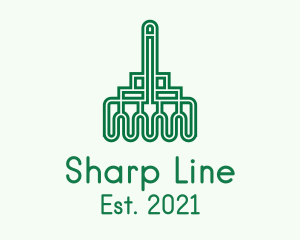 Green Rake Line Art  logo design