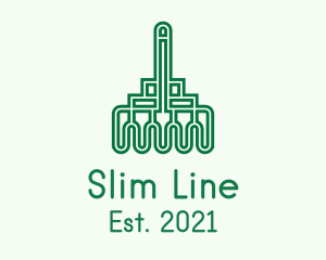 Green Rake Line Art  logo design