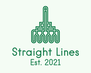 Green Rake Line Art  logo design