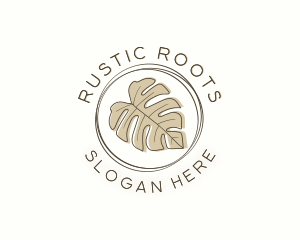 Rustic Monstera Leaf  logo design