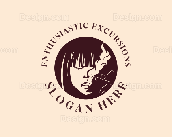 Smoking Woman Cigarette Logo